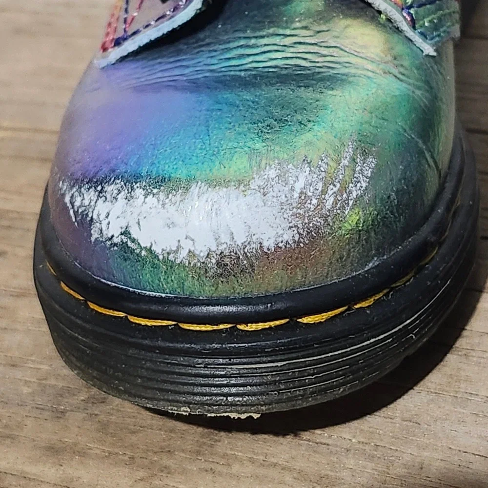 Dr. Martens 1460 T Kids Iridescent Rainbow Metallic Combat Boots Size 9 US